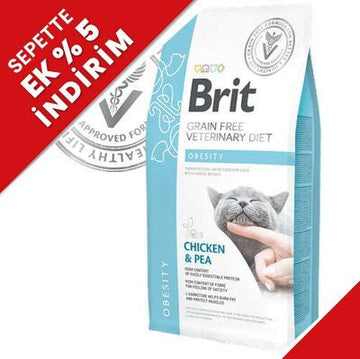 Brit Veterinary Diets Obesity Tahılsız Tavuk Bezelye Kedi Maması 2 Kg + Temizlik Mendili