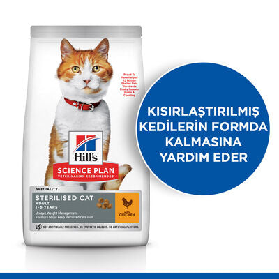 Hills Sterilised Kısırlaştırılmış Tavuklu Kedi Maması 3 Kg
