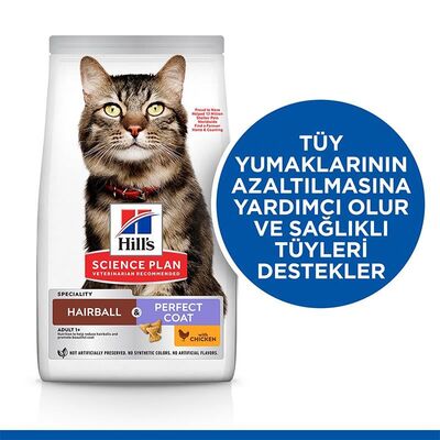 Hills Hairball Perfect Coat Tüy Yumağı Kontrol Tavuklu Kedi Maması 1,5 Kg