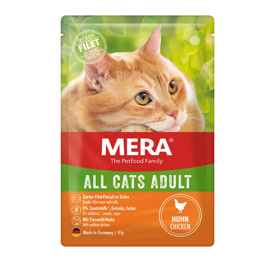 Mera Tahılsız Tavuklu Pouch 85 gr, %60 tavuk eti içeren, katkısız ve tahılsız yaş kedi maması. Hassas kediler için ideal, sağlıklı ve lezzetli seçim! Şimdi sipariş verin.
