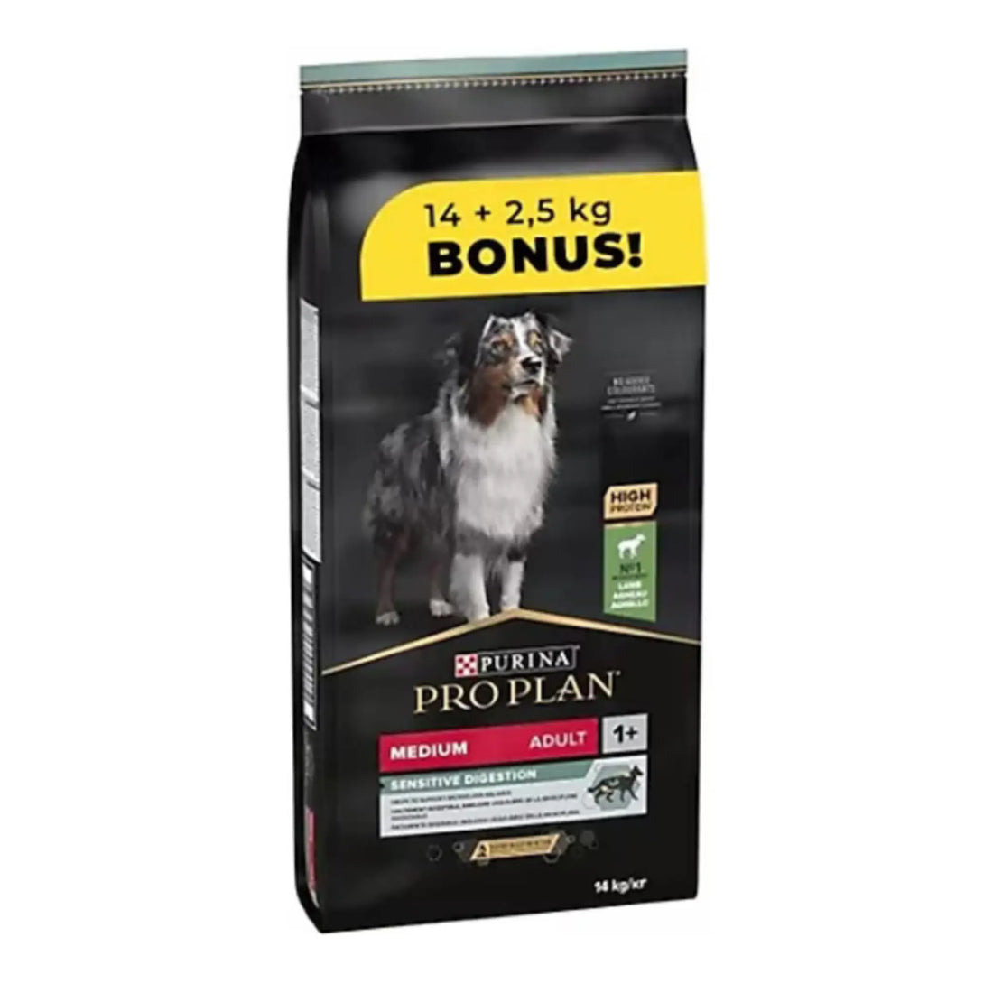 Pro Plan Sensitive Digestion Kuzulu ve Pirinçli Orta Irk Yetişkin Köpek Maması 14kg + 2.5kg HEDİYE
